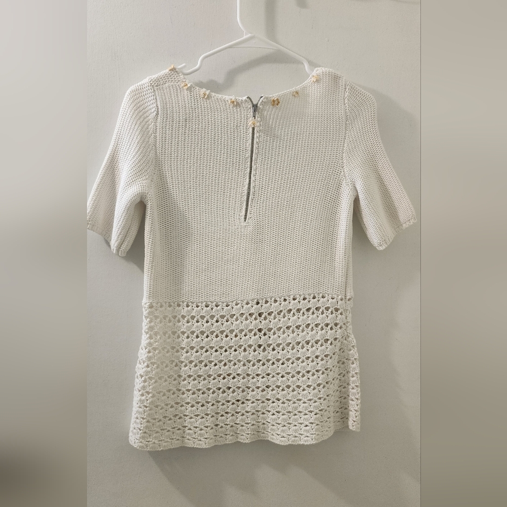 Anthropologie Field&Flower White and Yellow Floral Knit Top, Size Small, Cotton. - Picture 10 of 12